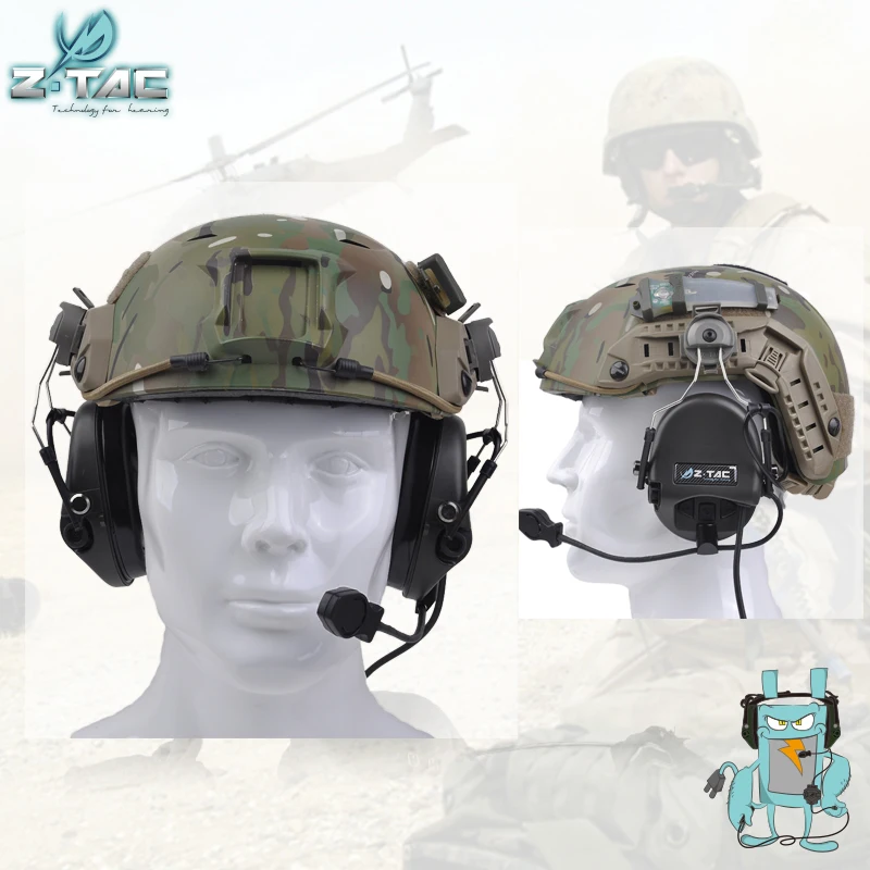 Z-TAC Sordin Headset Noise Canceling Earphone With FAST Helmet Rail Adapter Set  Z034