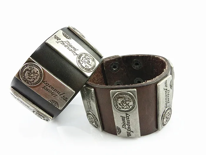 2015 Fashion Jewelry Men Bracelets Bangles Wrist Gifts Wide Leather Punk New Items LB055 | Украшения и аксессуары