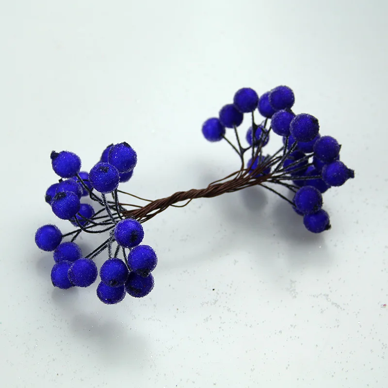 Deep blue Букет из красной вишни, искусственный мини-фруктовый цветок, ягоды, рождественские украшения, 20 шт/40 голов - Цвет: Deep blue