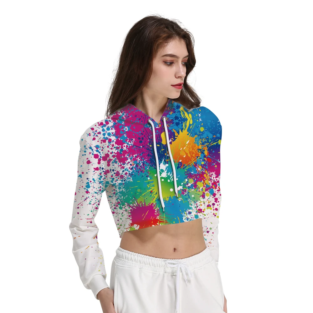 Женский винтажный кроп топ с капюшоном черный или желтый большого размера 3d