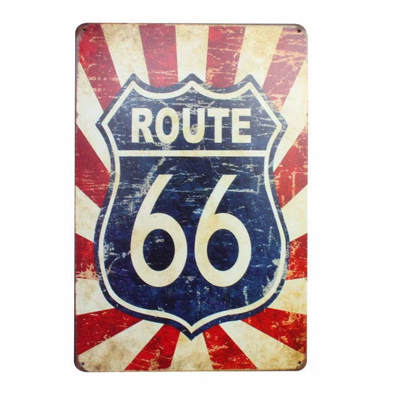 A Route 66 ретро металлические жестяные вывески домашний Автомобиль отель Декор декоративная металлическая стена наклейки Искусство ремесло винтажные наклейки доска 20*30 см N176 - Цвет: A