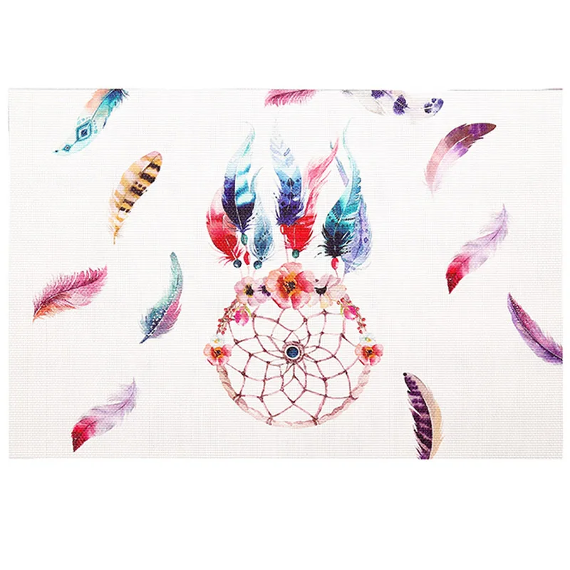 Dreamcatcher Placemats Girl Fish PVC Dining Table Mat Disc Pads Bowl Pad Coasters Waterproof Cloth Slip-Resistant | Дом и сад