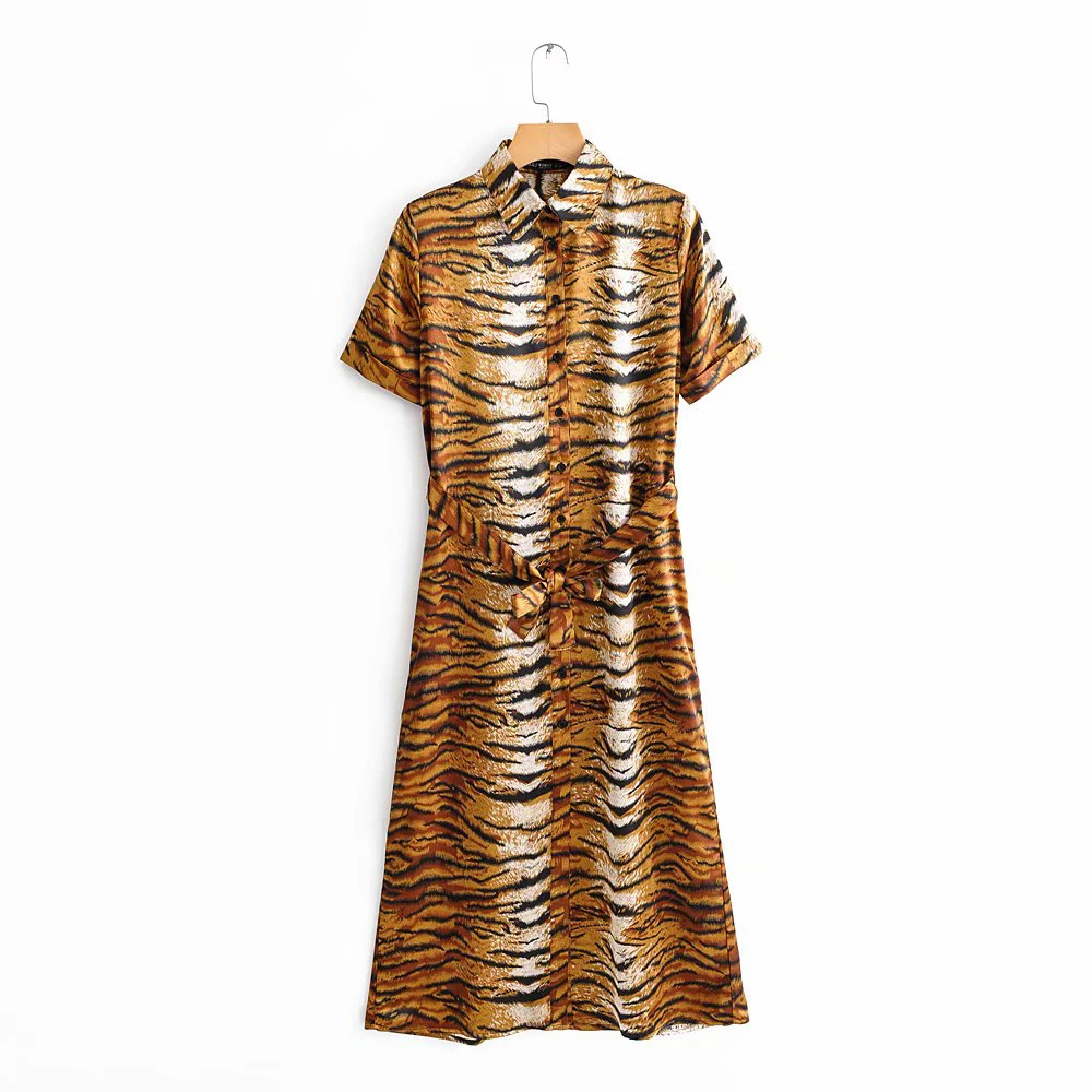 Сезон: весна–лето Для женщин s Винтаж с тигровым принтом платье ZA новый модный