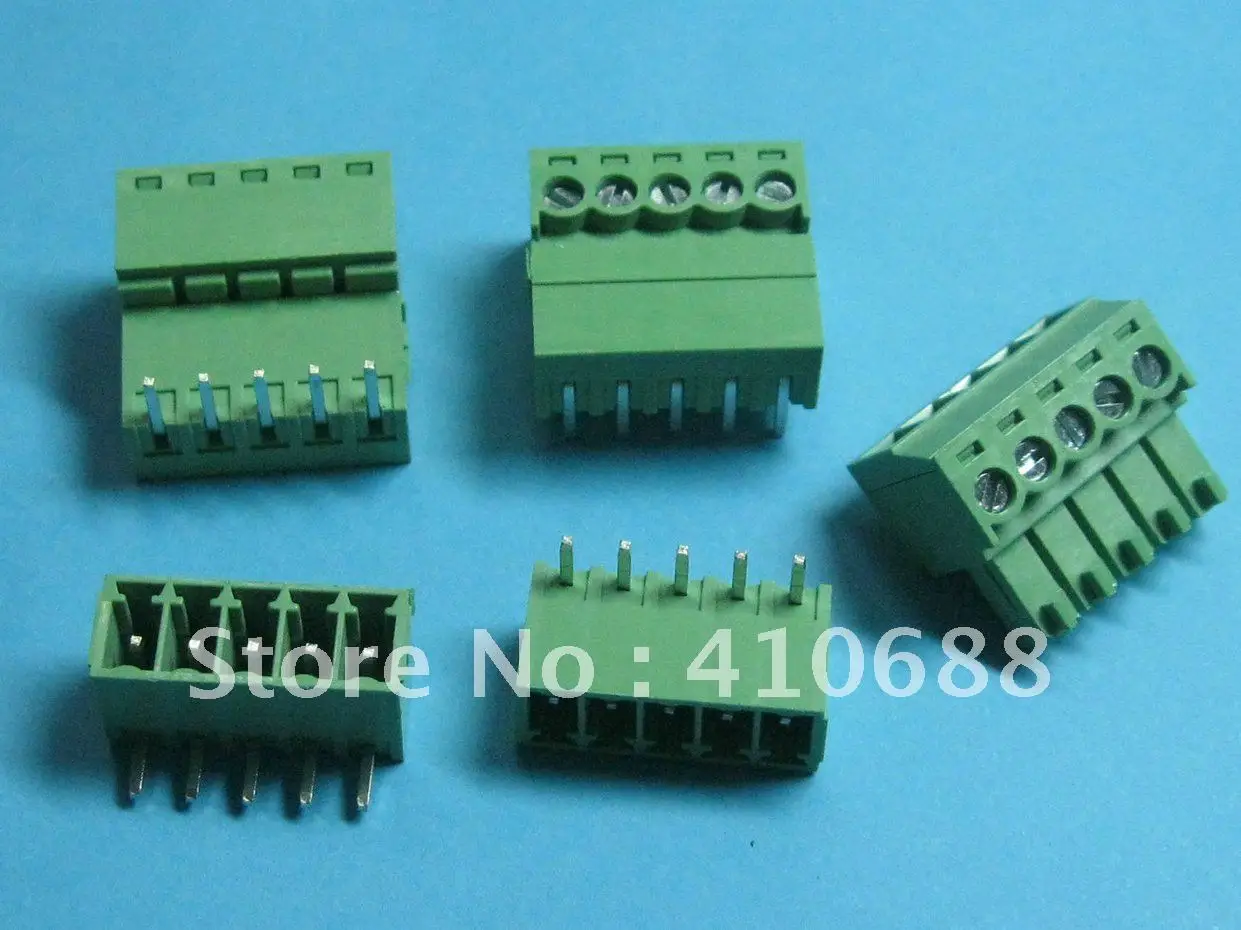 200 Pcs Pitch 3.81mm Angle 5way/pin Screw Terminal Block Connector Green Color T Pluggable Type | Обустройство дома