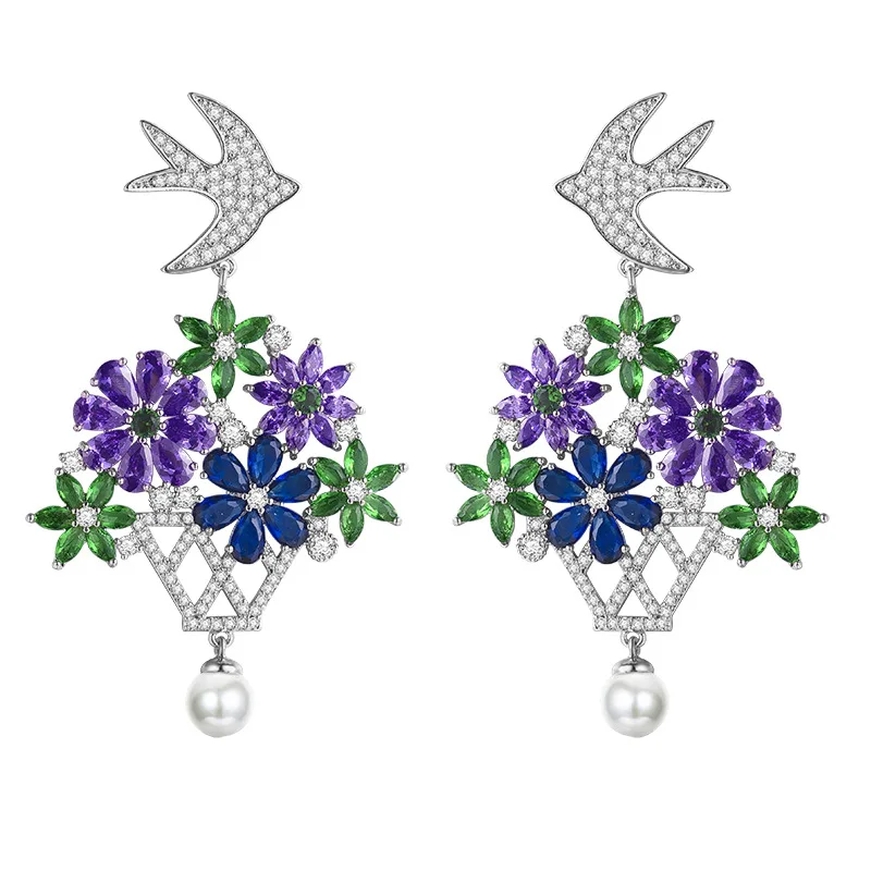 Корейские модные серьги Queen Lotus 2018 с кристаллами для женщин ювелирные изделия в