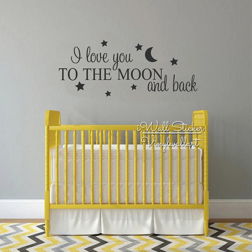 

I Love You To The Moon And Back Quotes Wall Decal Kids Room Quote Wall Art Sticker DIY Children Removable Decor Cut Vinyl Q239