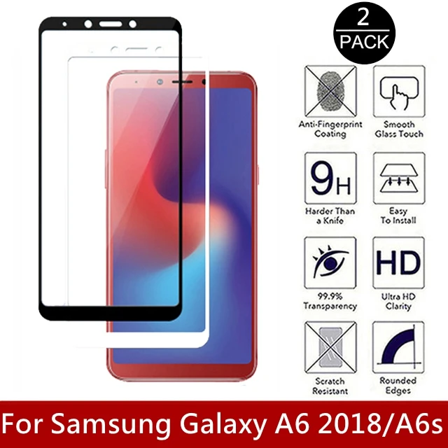 

2 шт закаленное стекло для Samsung Galaxy A6 2018 полное покрытие защита экрана 9H 2.5D телефон на Защитное стекло для A6s G6200 стекло