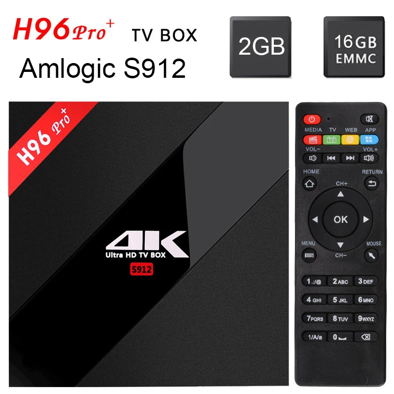 [H96 Pro + Plus] Android Smart TV Box 7 1 Amlogic S912 Восьмиядерный 2G RAM 16G ROM 4K * 2K французский
