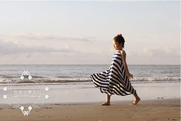 Длинное пляжное платье в полоску для маленьких девочек 3 лет 1 предмет 100% хлопок