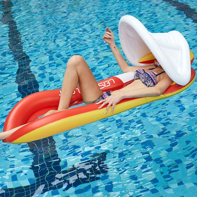 

Adults Kids Inflatable Sunshade Floating Bed PVC Collapsible Recliner Water Hammock Swimming Pool Floating Row
