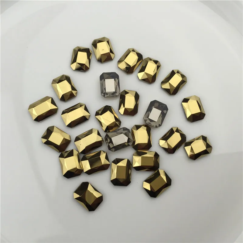 6x8mm Новинка, 10 шт., золотые Стразы для ногтей с плоской задней поверхностью, стразы с кристаллами, бриллианты, 3D украшения для ногтей, самодельные подвески, аксессуары - Цвет: 6x8mm