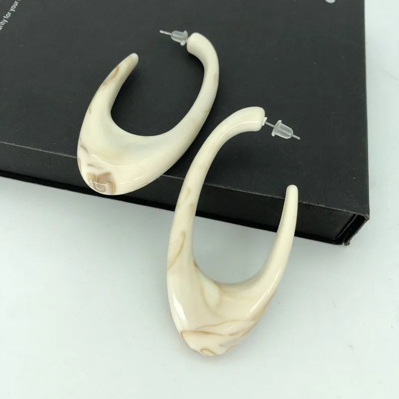 Модные полимерные серьги F.J4Z Женские Простые большие акриловые овальные кольца