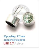 20 шт./пакет 6*2,2 мм электретный конденсаторный микрофон usd на 52DB MP3