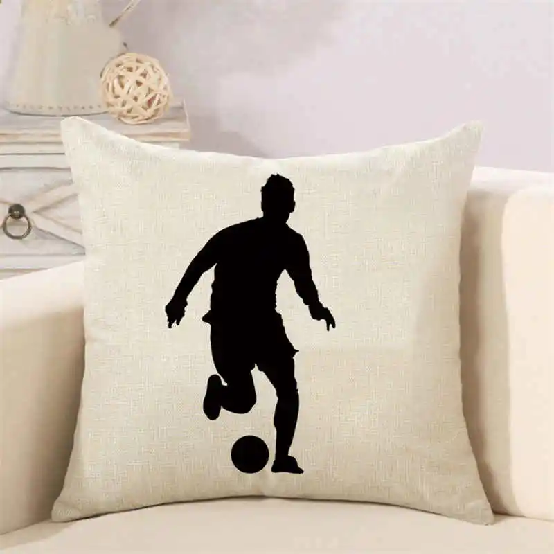 Cartoon Pillowcase World Cup Brazil Football Linen Cushion Cover | Дом и сад