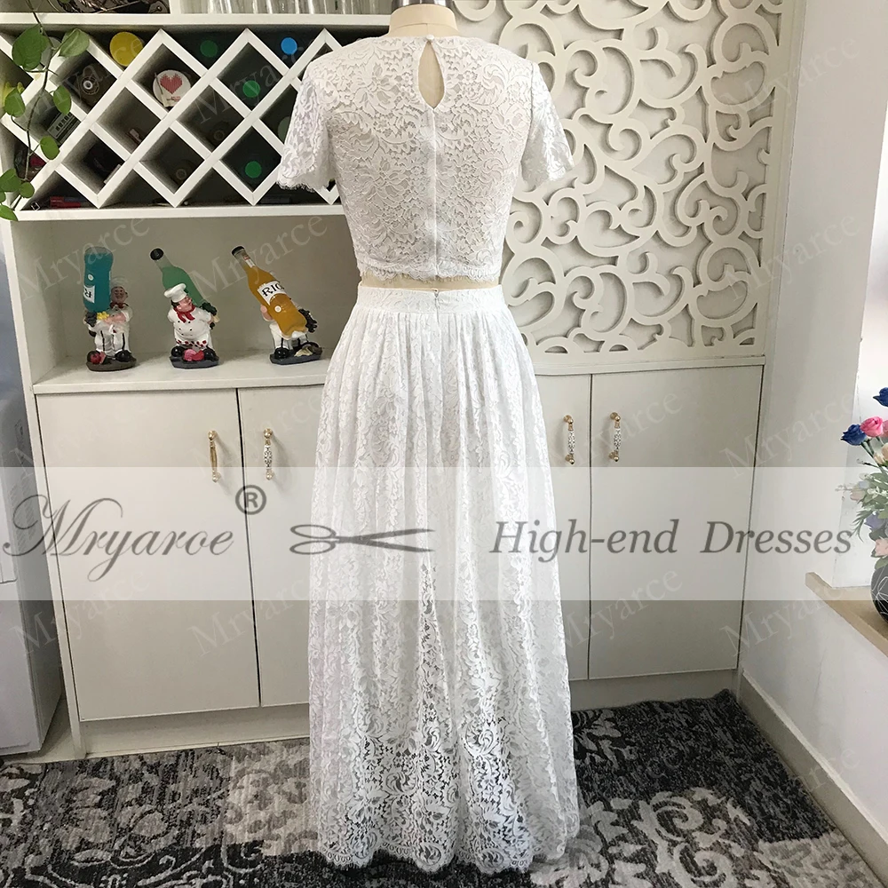 Mryarce Короткое свадебное платье из двух частей кружевной лиф бохо с коротким