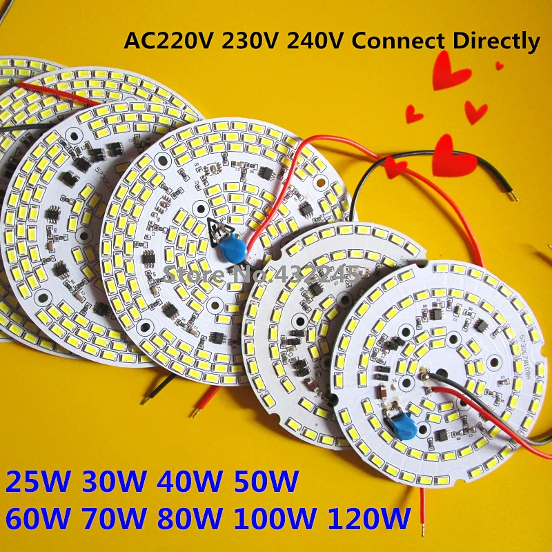 10 шт. 3 Вт 5 7 12 15 18 24 30 40 50 70 100 120 SMD 5730 AC Светодиодный модуль PCB с алюминиевой