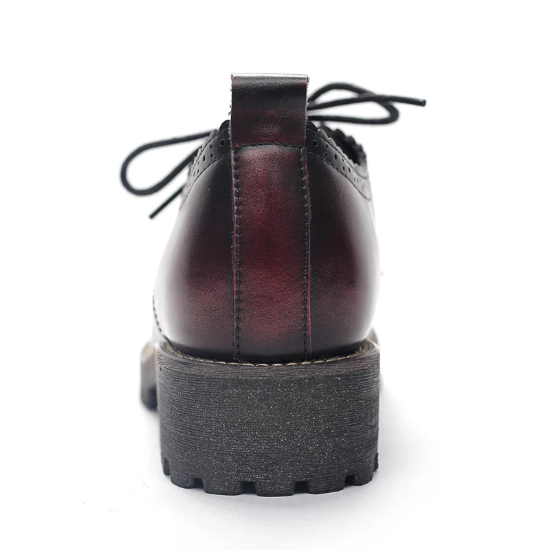 Женские туфли оксфорды на шнурках Teahoo Кожаные броги с кисточками и закругленным