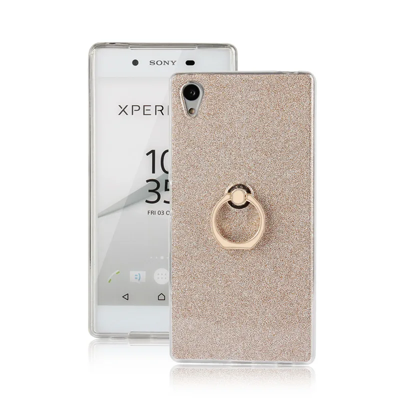 For Sony Z5 E6603 Case Shiny Glitter Silicon TPU with Rotate Finger Ring Soft Back Cover for Xperia D6633 D6653 |