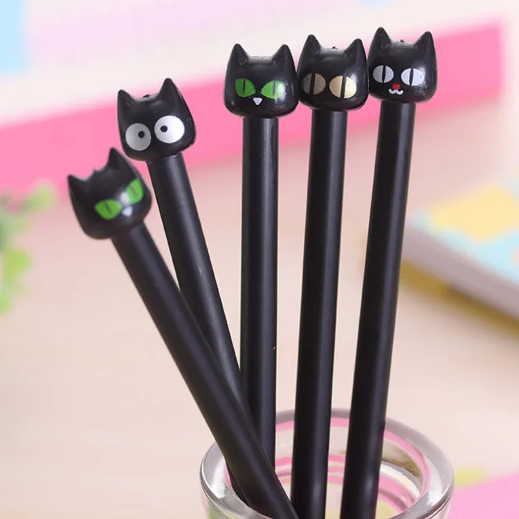 1 шт. 0 5 мм креативные милые черные гелевые ручки Kawaii с кошкой прекрасный