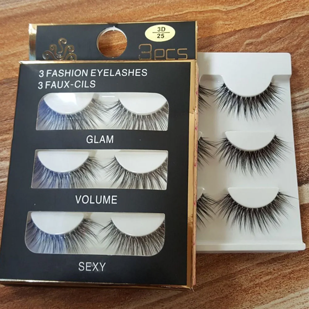 3 пары новые женские натуральные накладные ресницы ручной работы толстые длинные