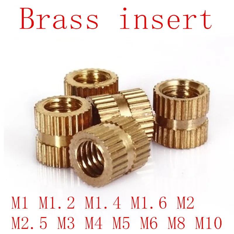 

100pcs/50pcs/10pcs M1 M1.2 M1.4 M2 M2.5 M3 M4 M5 M6 M8 M10 Brass insert nut Injection Molding Brass Knurled Thread Inserts Nuts