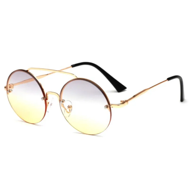 New Style Round Metal UV400 Sunglasses Women Retro Semi-frame Sun Glasses Men 2019 Fashion Eyeglasses | Аксессуары для одежды