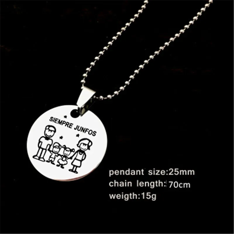 

Hot fashion siempre junfos forever family gathering Stainless steel necklace Spanish Men and women jewelry