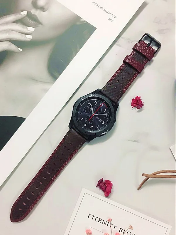 22 мм 20 мм huami amazfit bip кожаный ремешок для samsung gear sport S2 S3 Classic Frontier galaxy watch 42 мм 46 мм ремешок Pebble Time