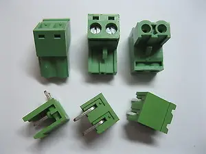 50 pcs 5.08mm Angle 2 pin Screw Terminal Block Connector Pluggable Type Green