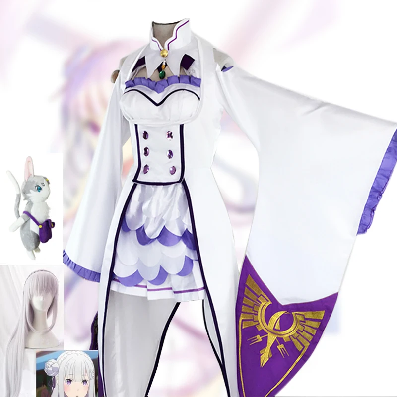 Парик для косплея Эмилии из фильма Re:zero Kara Hajimeru Isekai Seikatsu Re Life In a Different World From Zero White