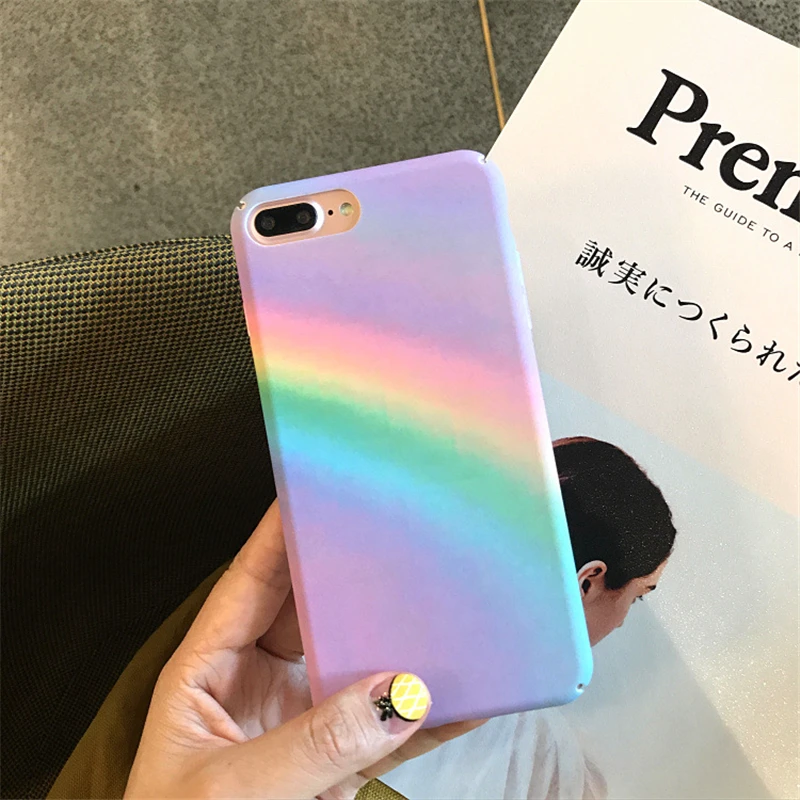 Colorful Gradient Rainbow Phone Cases Capa For iPhone 6 6s Fashion Girl Abstract Art Painted Back Cover Hard PC Fundas |