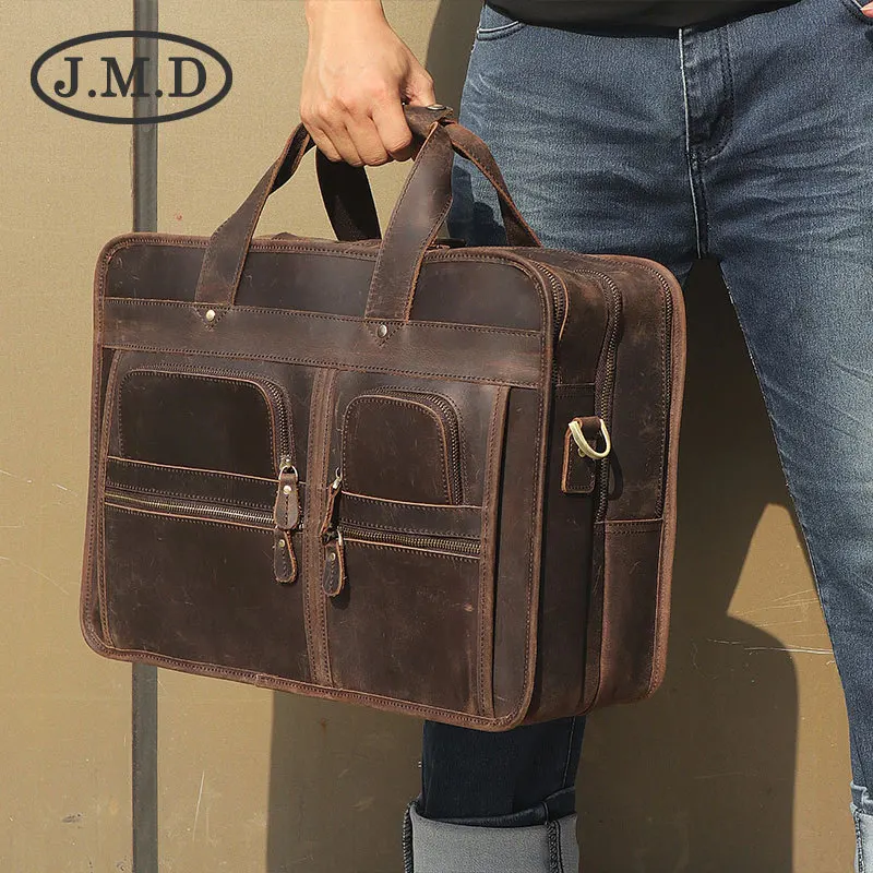J.M.D Новый портфель с множеством карманов сумка из натуральной кожи в стиле ретро