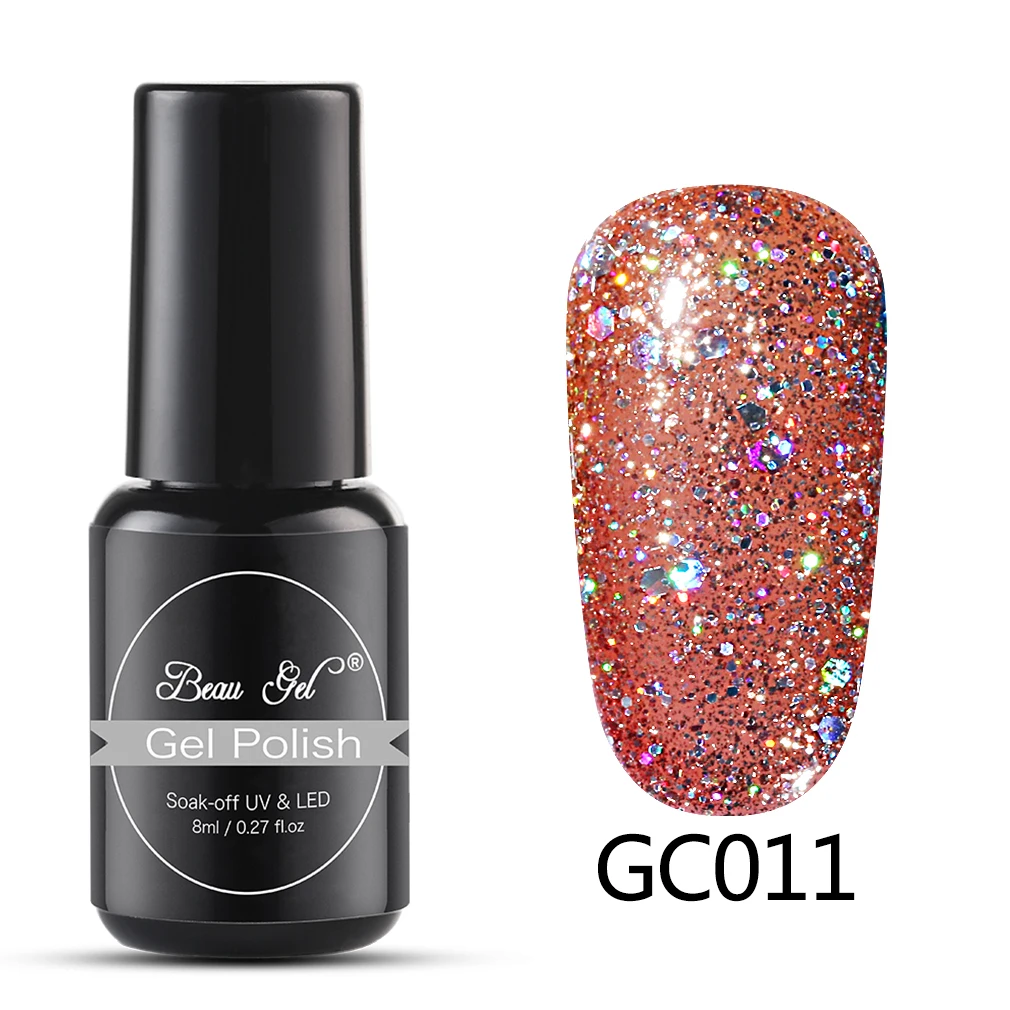 GC011 Beau гель 8 мл Bling Блестящий Гель-лак для ногтей замачиваемый УФ светодиодный блестящий гель с блестками маникюрный лак Полупостоянный Алмазный Гель-лак - Цвет: GC011