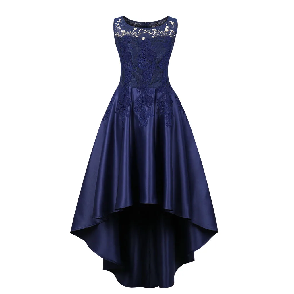 Plus Size Lace embroidery Sleeveless Vintage Dress Short Front Long Back Party Dresses Feminino Vestidos | Женская одежда