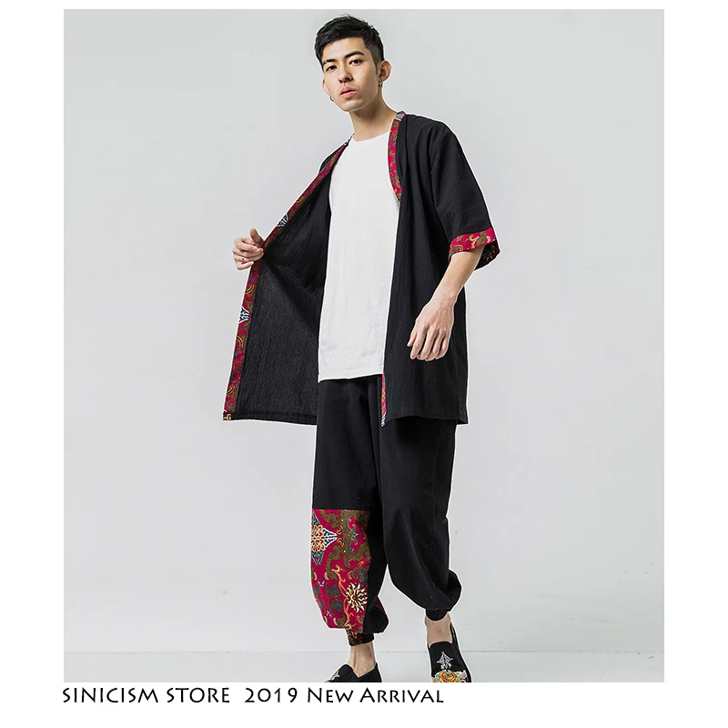 Мужской Хлопковый спортивный костюм Sinicism Store красный в китайском стиле для лета