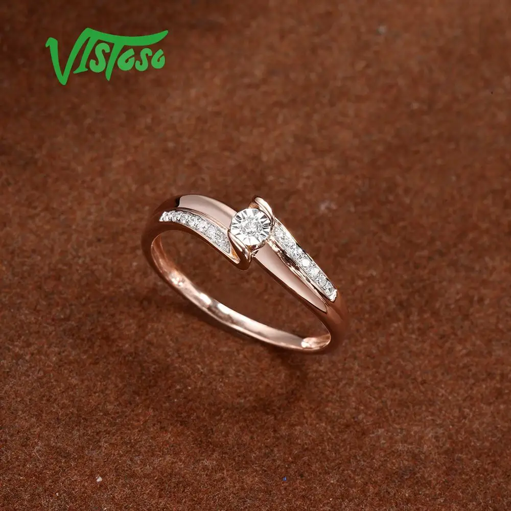 Женское двухцветное кольцо с бриллиантами VISTOSO Pure 14K 585 набор из золота сияющей