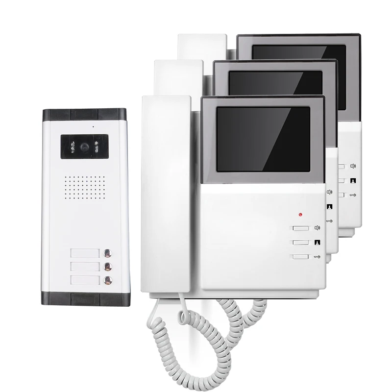 Бесплатная доставка ручной 4.3 дюймов TFT Цвет телефон видео домофон Системы 3