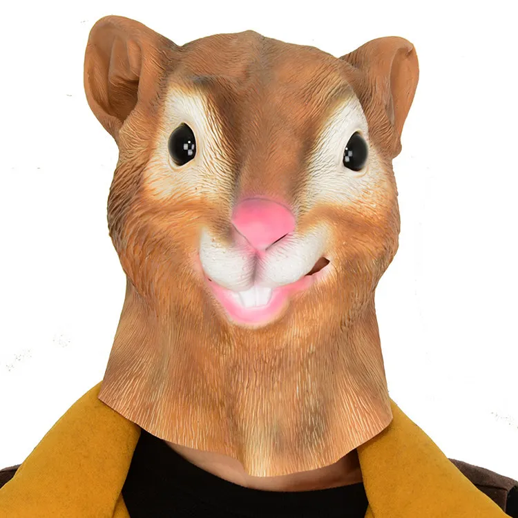 Squirrel Милый мультфильм животное Ленивец Глава латекс маска полный уход за кожей лица Хэллоуин маскарад партии нарядное платье маскарадный костюм - Цвет: Squirrel