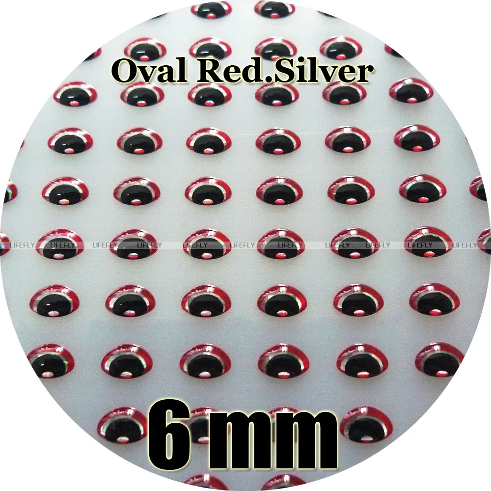 6mm 3D Oval rojo. Plateado/venta al por mayor 700 ojos de pez holográficos 3D moldeados suaves, Mosca, plantilla, señuelo, artesanía