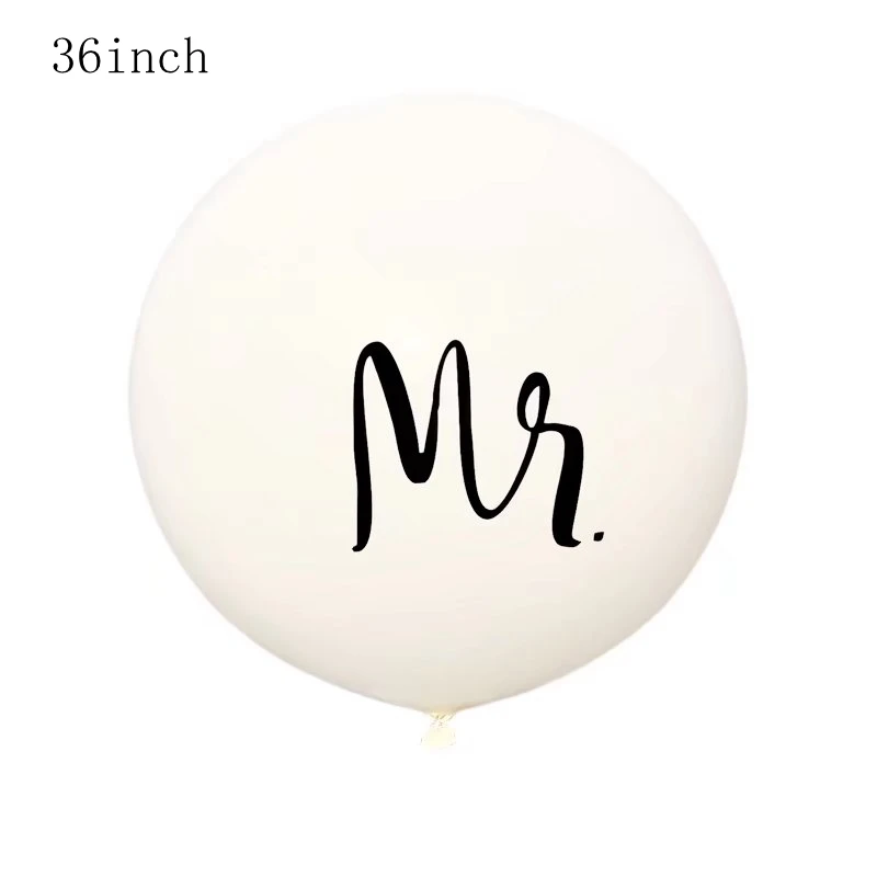 style 1 1 шт. 36 дюймов круглый белый Принт Mr& Mrs латексные шары для счастливой свадьбы День Святого Валентина события декорации принадлежности свадебный фото инструмент - Цвет: style 1