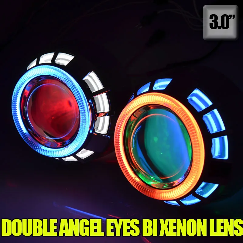 3 0 дюймов 35 Вт hid линзы проектора bi xenon комплект с двойными CCFL ангельские глазки +