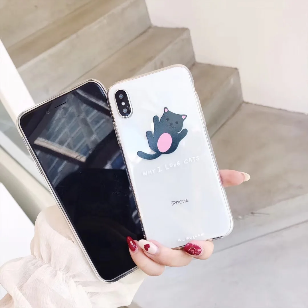 Кот Чехол для iPhone 7 плюс 6 6s Plus милый кремния мультфильм Cat Чехлы X 10 8 Коке |