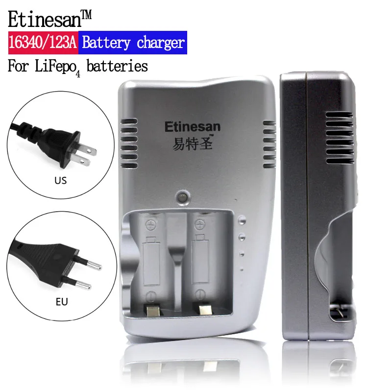 Etinesan 1350mAh CR123A LiFePo4 аккумуляторная батарея+ 2 слота интеллектуальное зарядное устройство для 3V CR 123A батареи - Цвет: cr123a charger