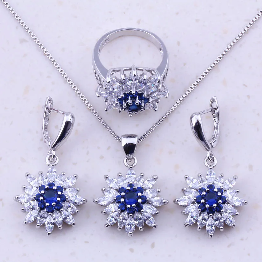 Женский ювелирный комплект из кристаллов и фианитов стерлингового серебра|jewelry