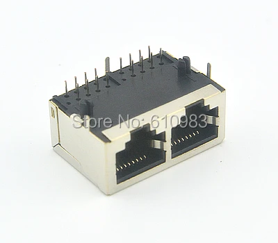 Двухпортовый сетевой кабельный разъем RJ45 с сетевым интерфейсом, сокетом и 8 контактами, светодиодной подсветкой и медным проводом 59-1X2.