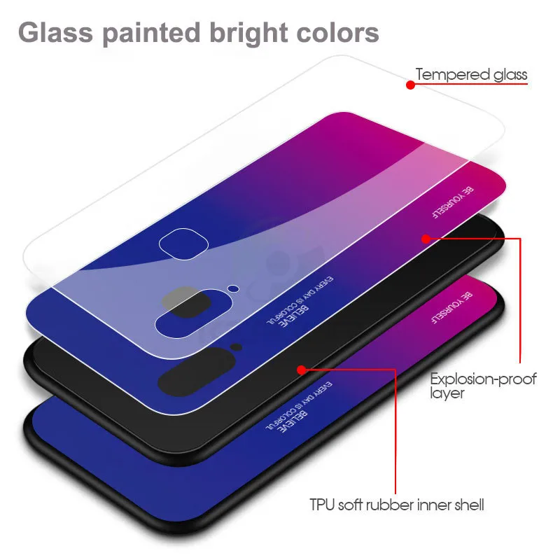 Keajor чехол для samsung Galaxy A40 A60 A70 чехол Роскошный градиентный закаленное стекло Жесткий чехол для samsung A 40 60 70 чехол Hoesje