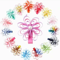 free shipping 200pcslot cute ribbon flower hair barrette ribbon lily flower clip