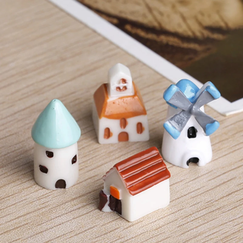 4 шт. микро фигурки домик Миниатюрный Сад бонсай украшения статуэтки пейзаж