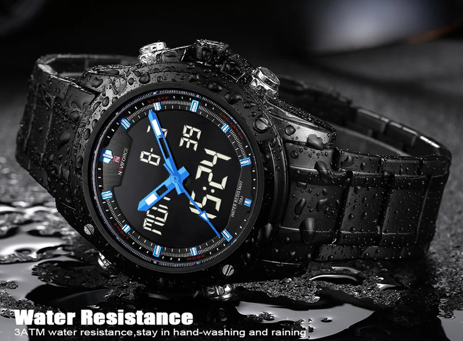 NAVIFORCE мужские военные водонепроницаемые спортивные часы из нержавеющей стали модные цифровые Кварцевые аналоговые наручные часы Relogio Masculino