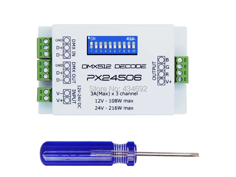 DMX 512 красный зелёный синий светодиодный Декодер Усилитель контроллер 3 канала Φ 9A